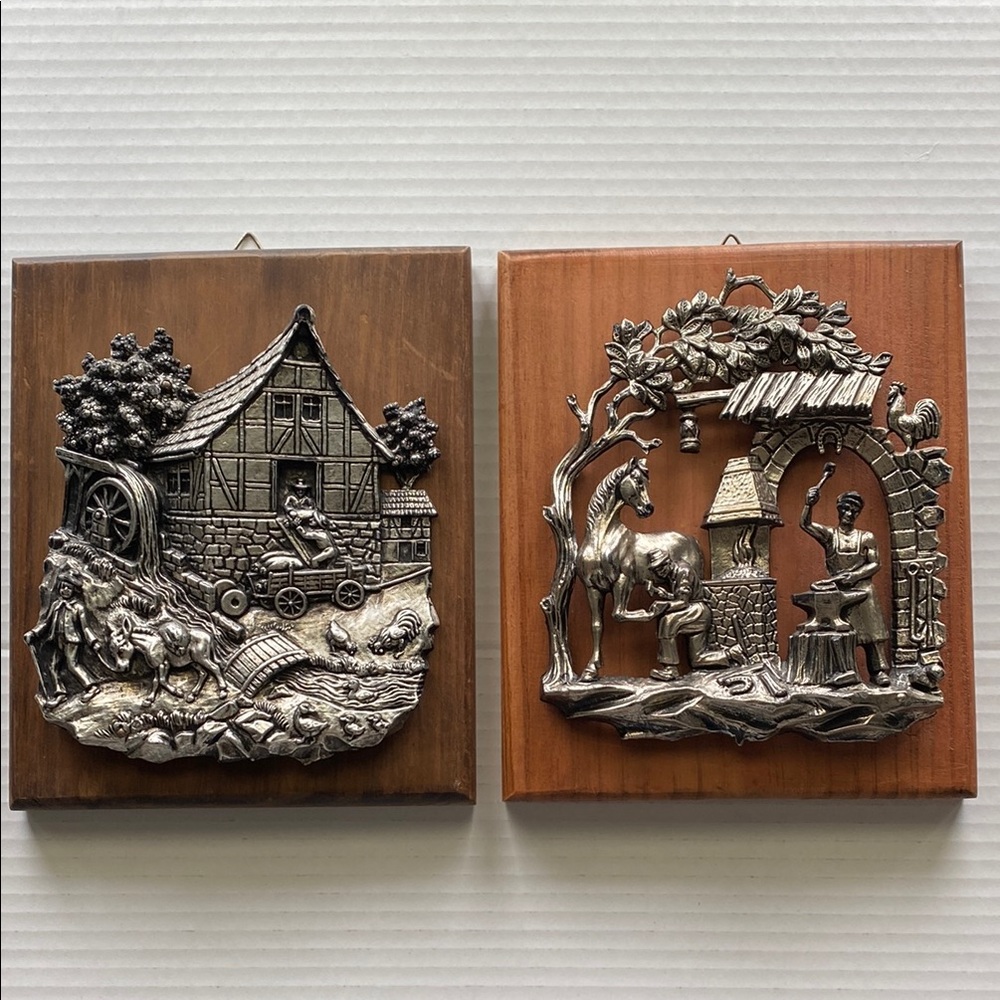 Vintage Silver Tone Wall Plaques